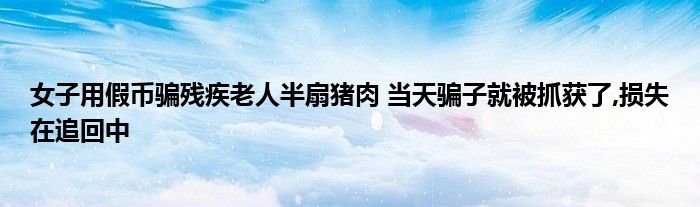 女子用假幣騙殘疾老人半扇豬肉 當天騙子就被抓獲了,損失在追回中