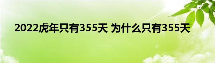 2022虎年只有355天 為什么只有355天
