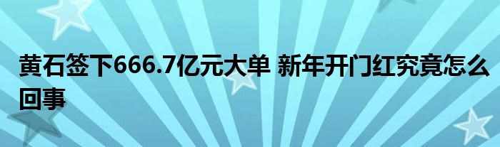 黃石簽下666.7億元大單 新年開門紅究竟怎么回事