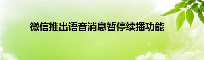 微信推出語音消息暫停續(xù)播功能