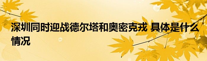 深圳同時(shí)迎戰(zhàn)德?tīng)査蛫W密克戎 具體是什么情況