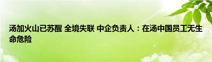 湯加火山已蘇醒 全境失聯(lián) 中企負責(zé)人：在湯中國員工無生命危險