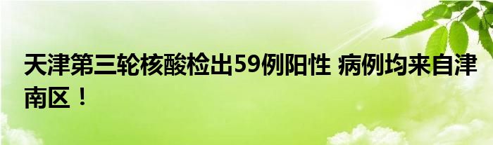 天津第三輪核酸檢出59例陽性 病例均來自津南區(qū)！