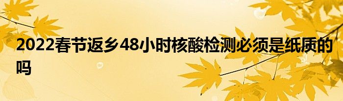 2022春節(jié)返鄉(xiāng)48小時核酸檢測必須是紙質的嗎
