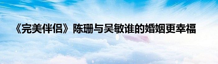 《完美伴侶》陳珊與吳敏誰的婚姻更幸福