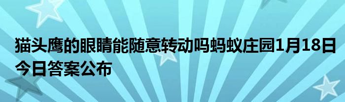 貓頭鷹的眼睛能隨意轉(zhuǎn)動嗎螞蟻莊園1月18日今日答案公布