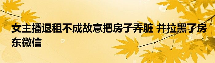 女主播退租不成故意把房子弄臟 并拉黑了房東微信