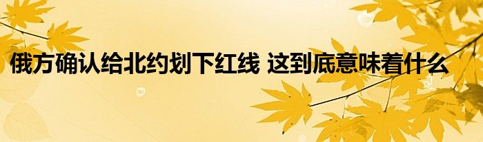 俄方確認(rèn)給北約劃下紅線 這到底意味著什么