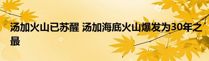 湯加火山已蘇醒 湯加海底火山爆發(fā)為30年之最