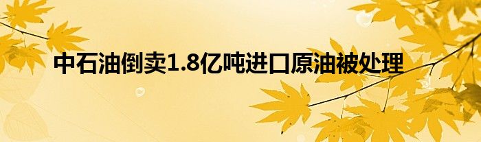 中石油倒賣1.8億噸進(jìn)口原油被處理