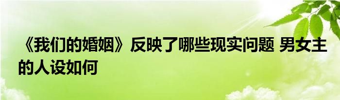 《我們的婚姻》反映了哪些現實問題 男女主的人設如何