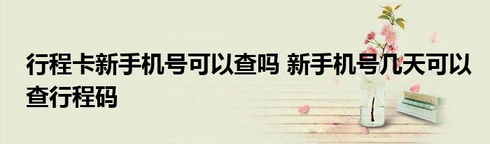 行程卡新手機(jī)號可以查嗎 新手機(jī)號幾天可以查行程碼