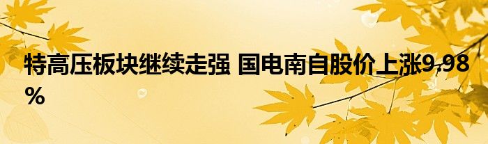 特高壓板塊繼續(xù)走強 國電南自股價上漲9.98%