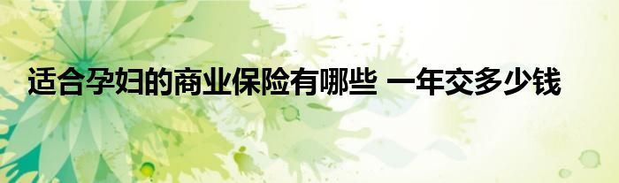 適合孕婦的商業(yè)保險有哪些 一年交多少錢