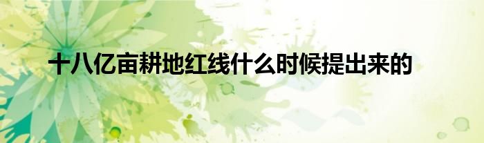 十八億畝耕地紅線什么時候提出來的