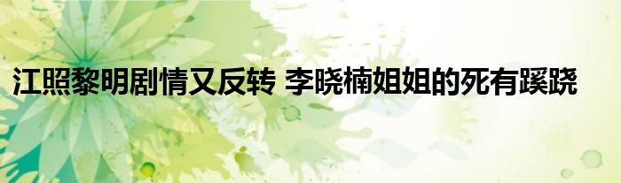 江照黎明劇情又反轉(zhuǎn) 李曉楠姐姐的死有蹊蹺