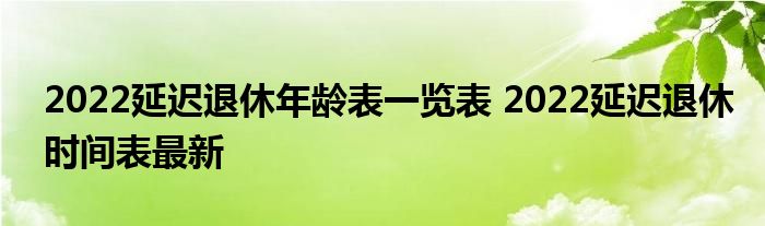 2022延遲退休年齡表一覽表 2022延遲退休時間表最新