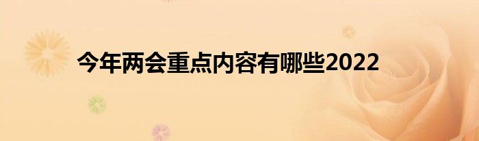 今年兩會重點內(nèi)容有哪些2022