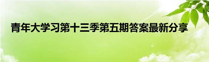 青年大學(xué)習(xí)第十三季第五期答案最新分享