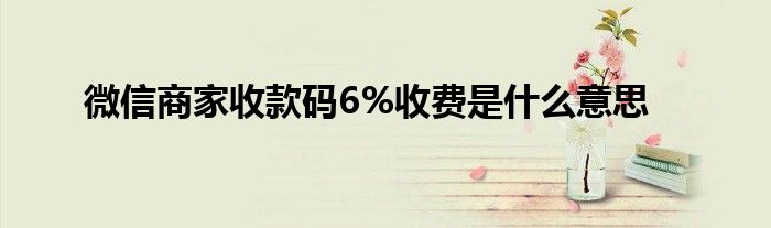 微信商家收款碼6%收費(fèi)是什么意思
