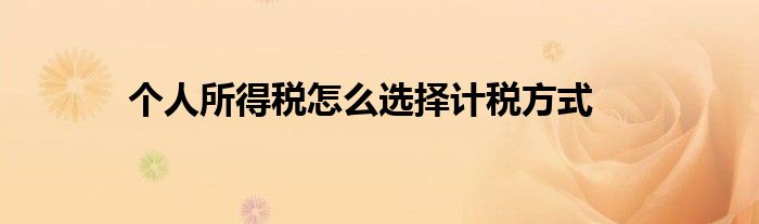 個人所得稅怎么選擇計稅方式
