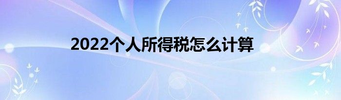 2022個人所得稅怎么計算