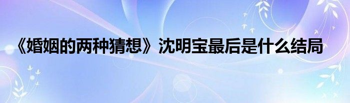 《婚姻的兩種猜想》沈明寶最后是什么結(jié)局