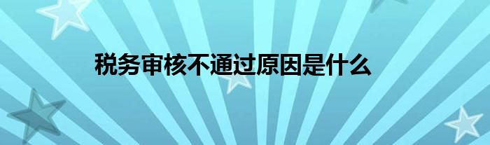稅務(wù)審核不通過原因是什么