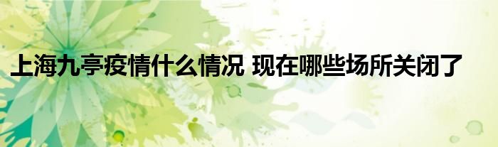 上海九亭疫情什么情況 現(xiàn)在哪些場所關(guān)閉了
