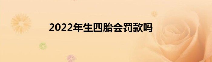 2022年生四胎會罰款嗎