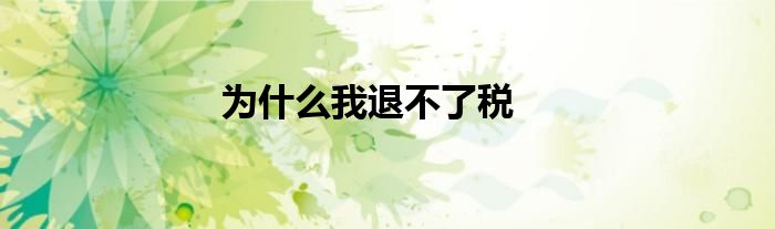為什么我退不了稅