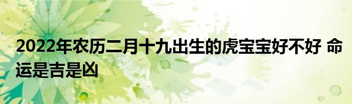 2022年農(nóng)歷二月十九出生的虎寶寶好不好 命運(yùn)是吉是兇