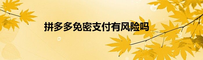 拼多多免密支付有風(fēng)險(xiǎn)嗎