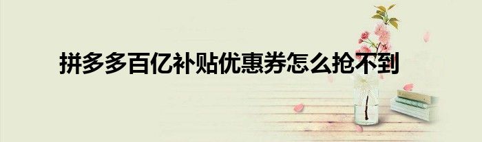 拼多多百億補貼優(yōu)惠券怎么搶不到