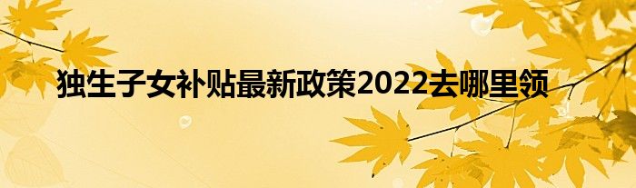 獨(dú)生子女補(bǔ)貼最新政策2022去哪里領(lǐng)
