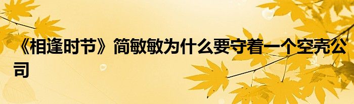 《相逢時節(jié)》簡敏敏為什么要守著一個空殼公司