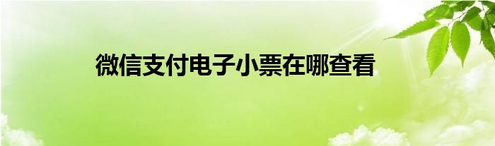 微信支付電子小票在哪查看
