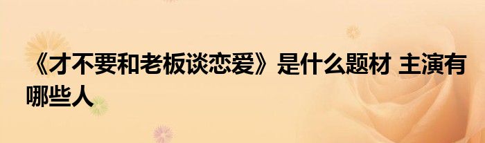 《才不要和老板談戀愛(ài)》是什么題材 主演有哪些人