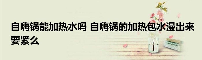自嗨鍋能加熱水嗎 自嗨鍋的加熱包水漫出來要緊么