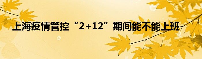 上海疫情管控“2+12”期間能不能上班