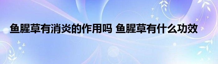 魚腥草有消炎的作用嗎 魚腥草有什么功效