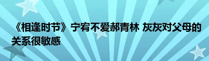 《相逢時節(jié)》寧宥不愛郝青林 灰灰對父母的關(guān)系很敏感