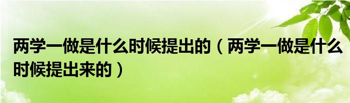 兩學一做是什么時候提出的（兩學一做是什么時候提出來的）