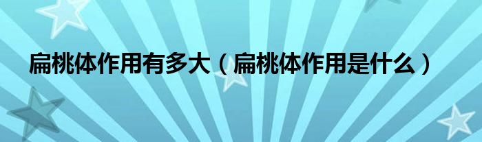 扁桃體作用有多大(扁桃體作用是什么)