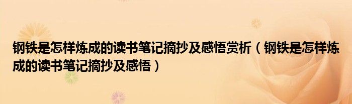 鋼鐵是怎樣煉成的讀書筆記摘抄及感悟賞析（鋼鐵是怎樣煉成的讀書筆記摘抄及感悟）