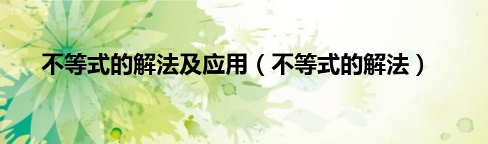 不等式的解法及應(yīng)用（不等式的解法）
