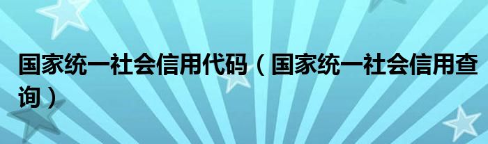 國家統(tǒng)一社會(huì)信用代碼（國家統(tǒng)一社會(huì)信用查詢）