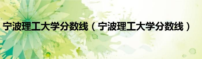 寧波理工大學(xué)分數(shù)線（寧波理工大學(xué)分數(shù)線）