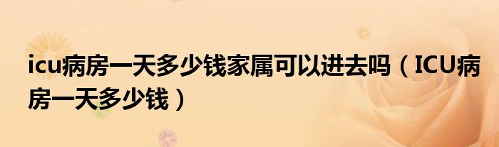 icu病房一天多少錢家屬可以進(jìn)去嗎（ICU病房一天多少錢）