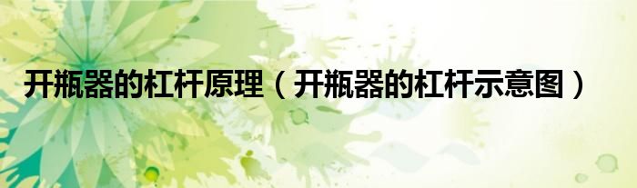 開瓶器的杠桿原理(開瓶器的杠桿示意圖)
